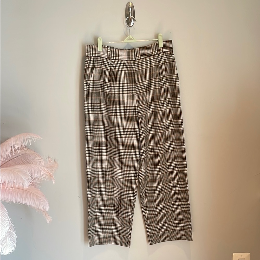 & Other Stories Plaid Cropped Wide Leg Trousers
